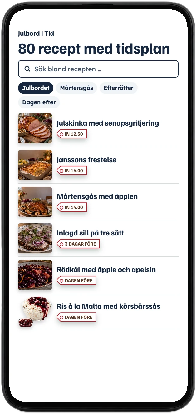 80 recept med tidsplan
