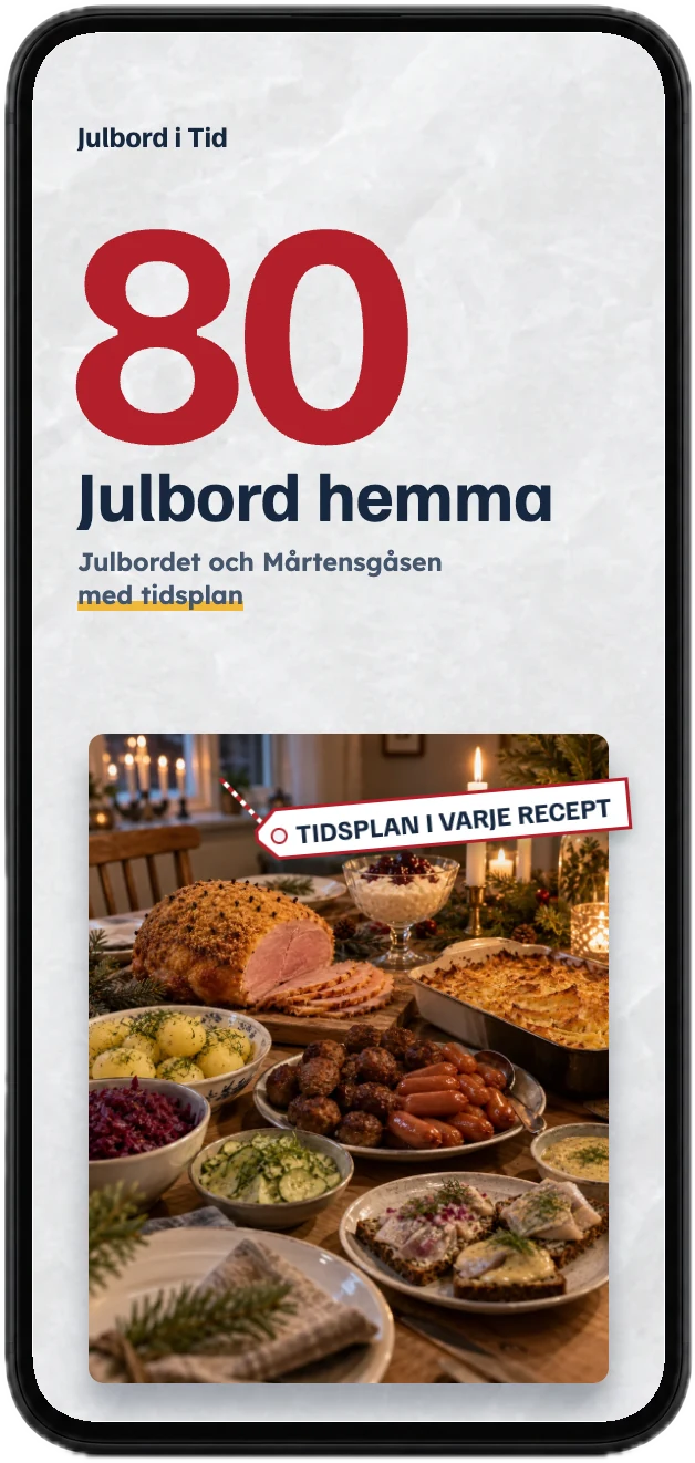 Framsidan av kokboken Julbord hemma i en mobil