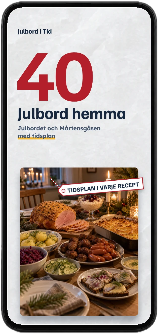 Framsidan av kokboken Julbord hemma i en mobil